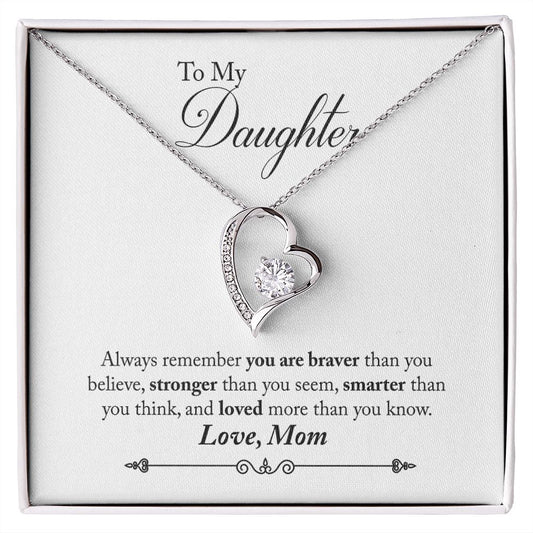 Daughter Braver Forever Love Heart Necklace