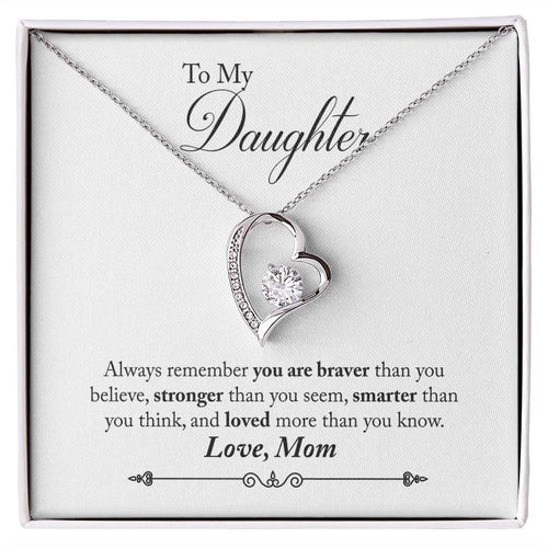 Daughter Braver Forever Love Heart Necklace