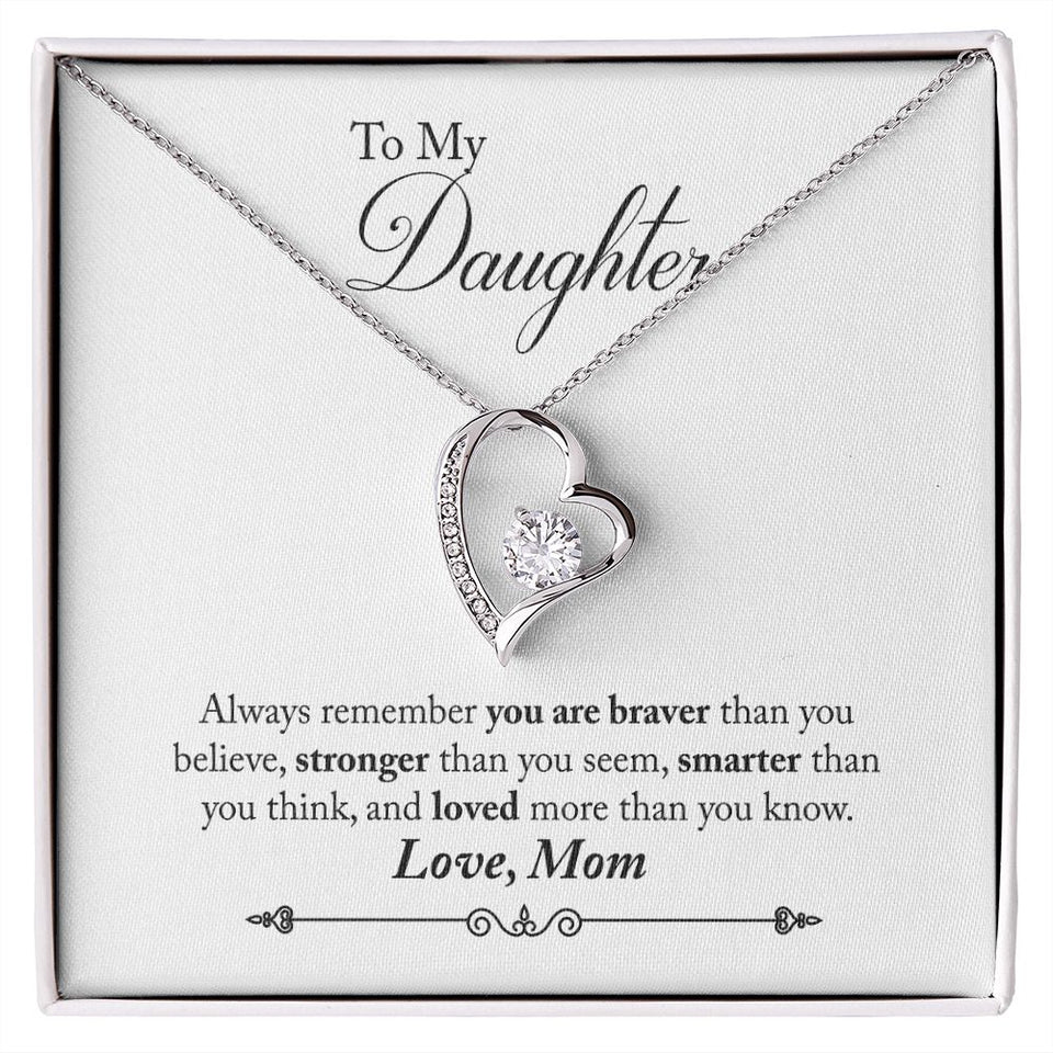 Daughter Braver Forever Love Heart Necklace