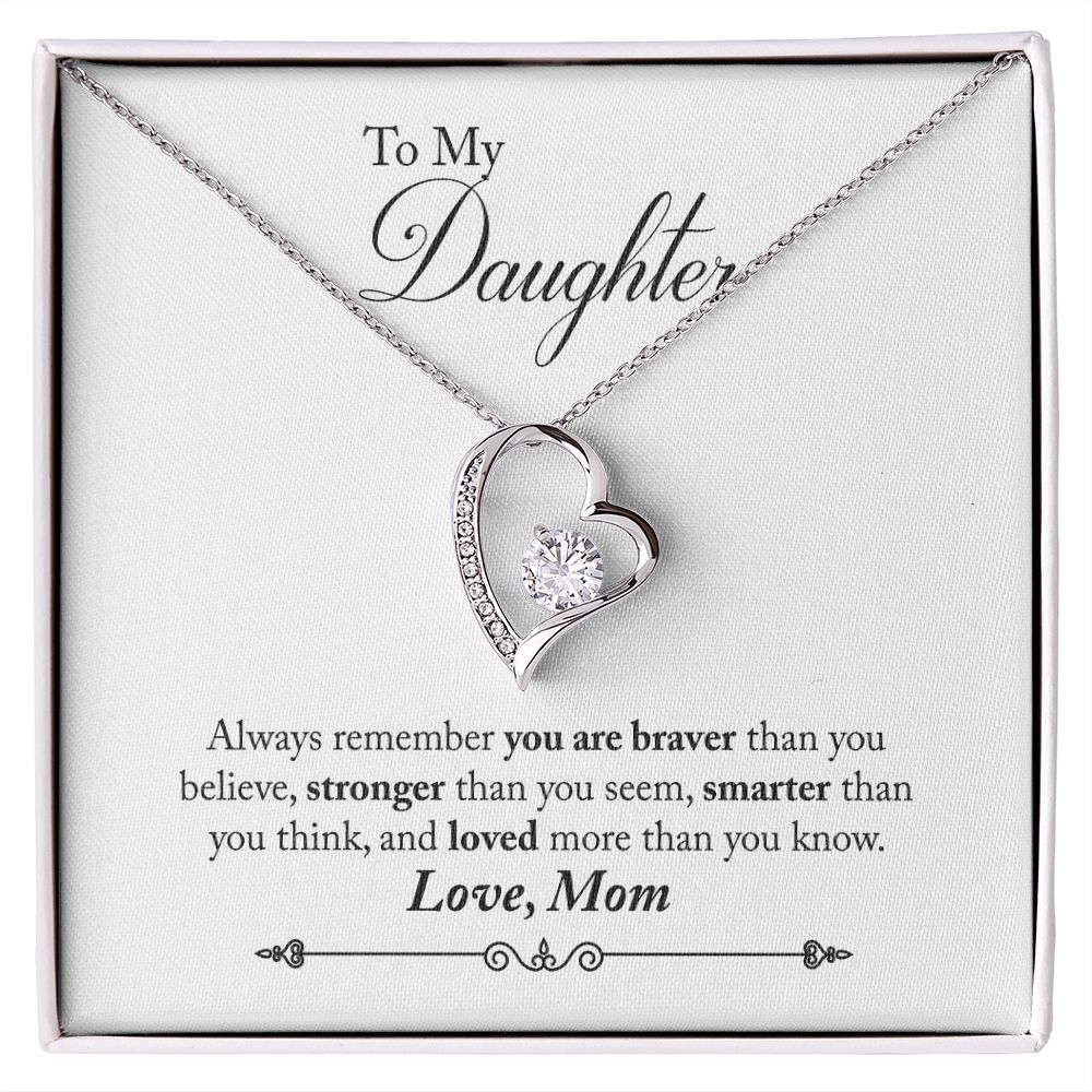 Daughter Braver Forever Love Heart Necklace