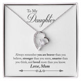 Daughter Braver Forever Love Heart Necklace