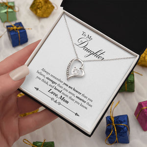 Daughter Braver Forever Love Heart Necklace