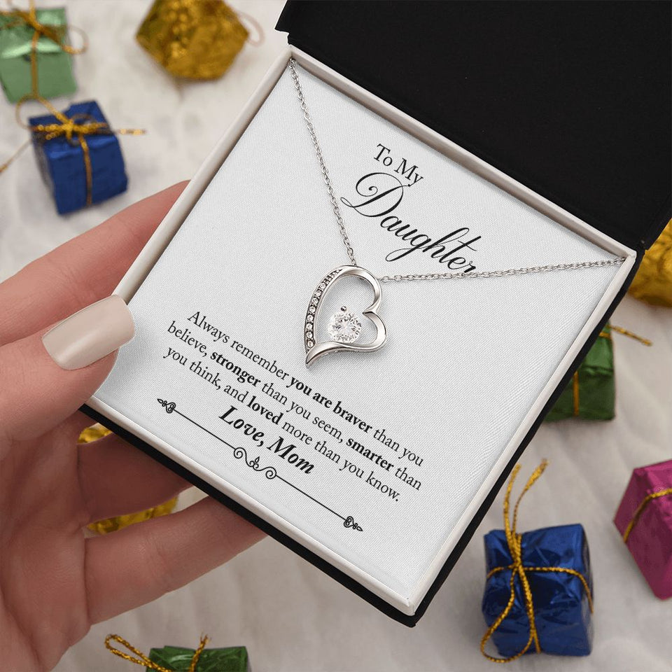 Daughter Braver Forever Love Heart Necklace