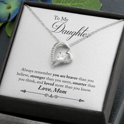 Daughter Braver Forever Love Heart Necklace