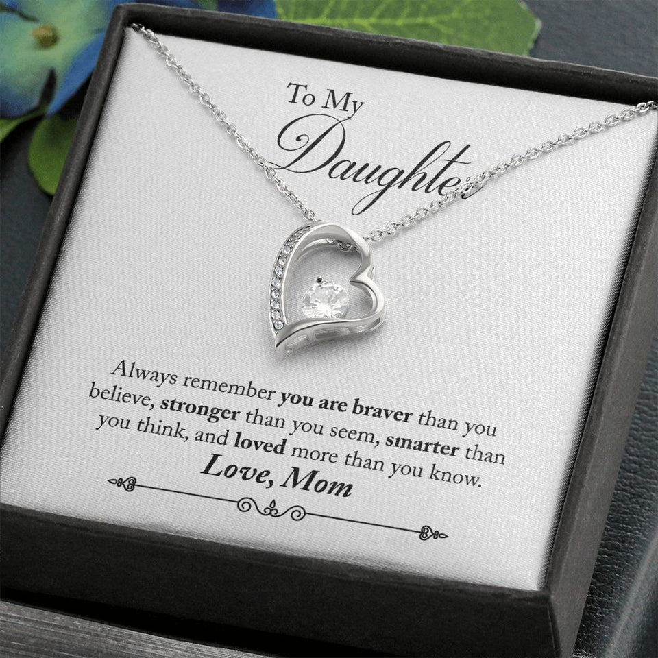 Daughter Braver Forever Love Heart Necklace
