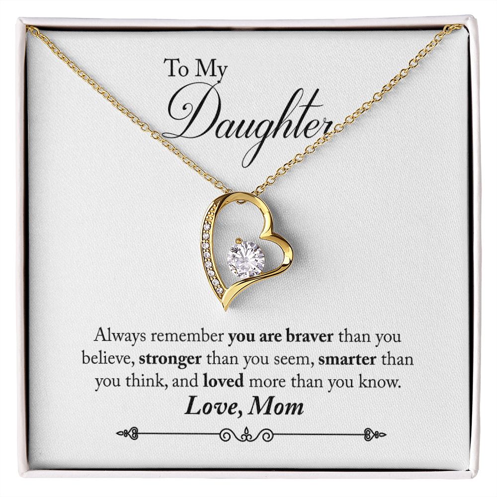 Daughter Braver Forever Love Heart Necklace