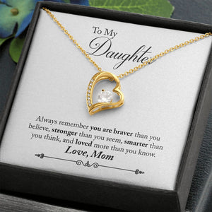 Daughter Braver Forever Love Heart Necklace