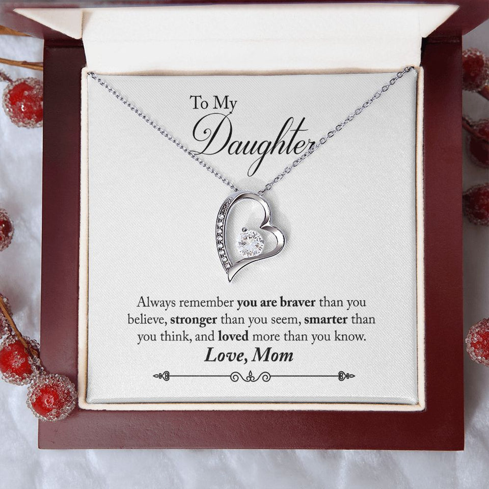 Daughter Braver Forever Love Heart Necklace