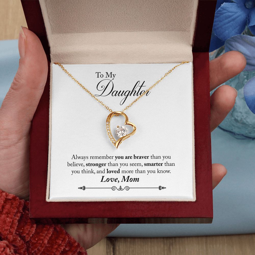 Daughter Braver Forever Love Heart Necklace