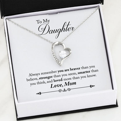 Daughter Braver Forever Love Heart Necklace