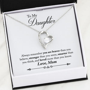 Daughter Braver Forever Love Heart Necklace