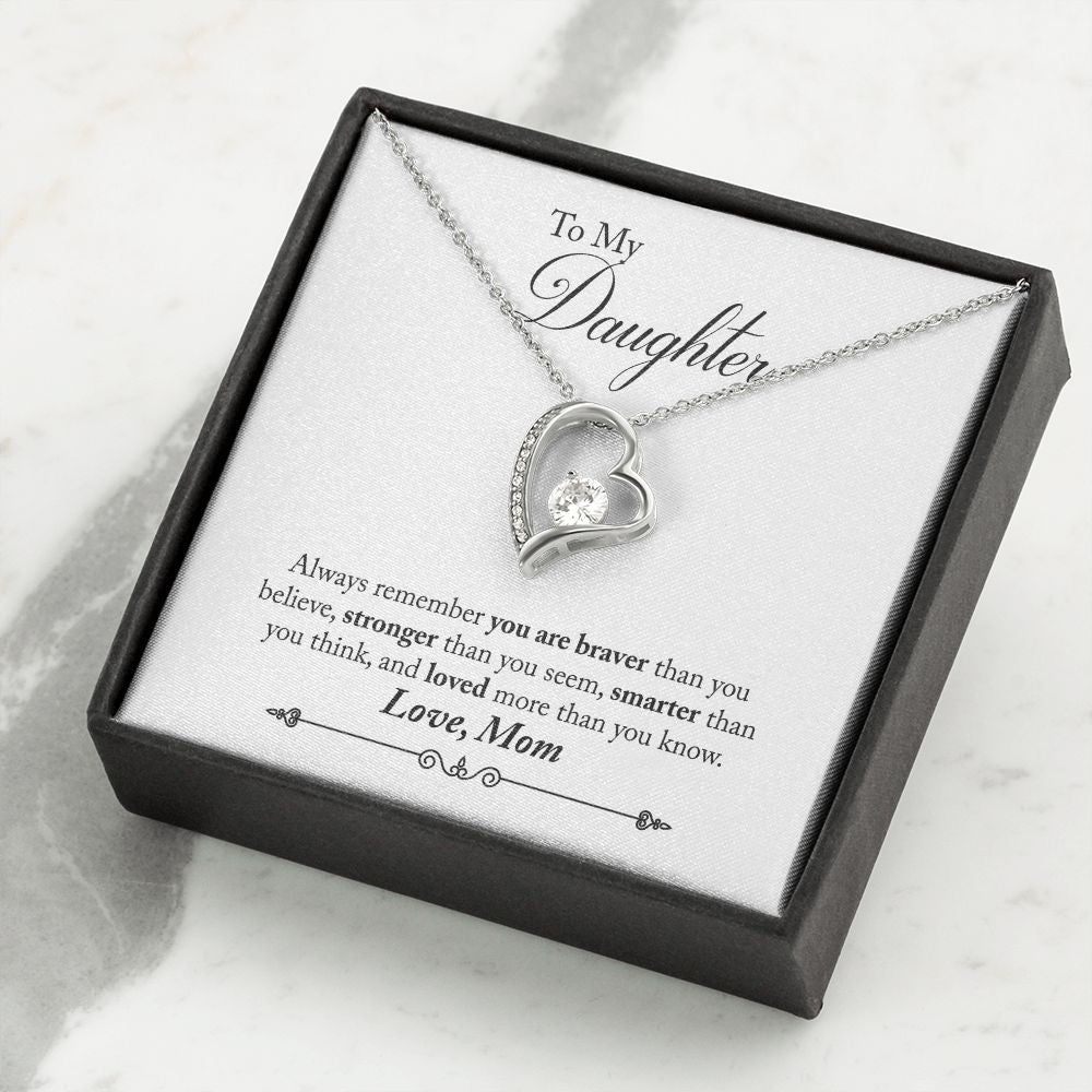 Daughter Braver Forever Love Heart Necklace