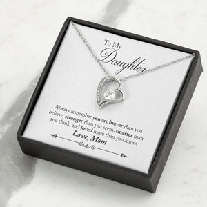 Daughter Braver Forever Love Heart Necklace