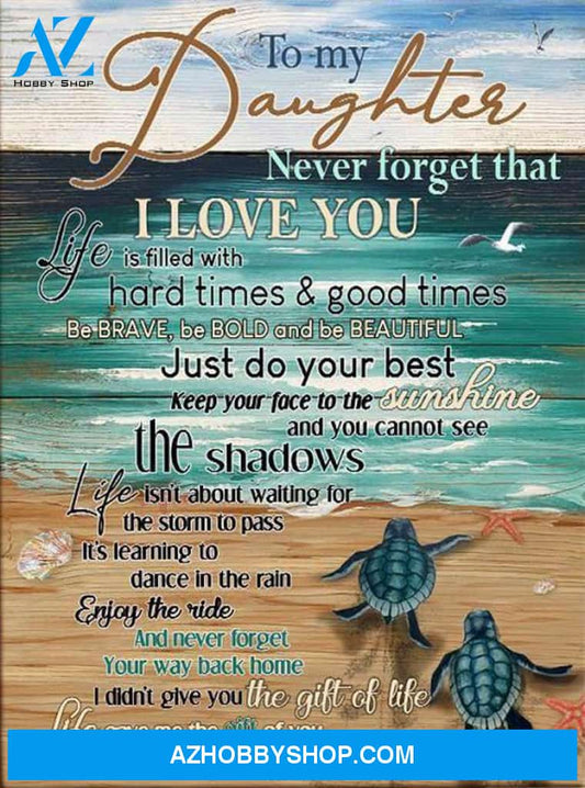 Daughter Canvas From Mom Turtle Canvas Full Size Canvas Wall Art Never Forget That I Love You