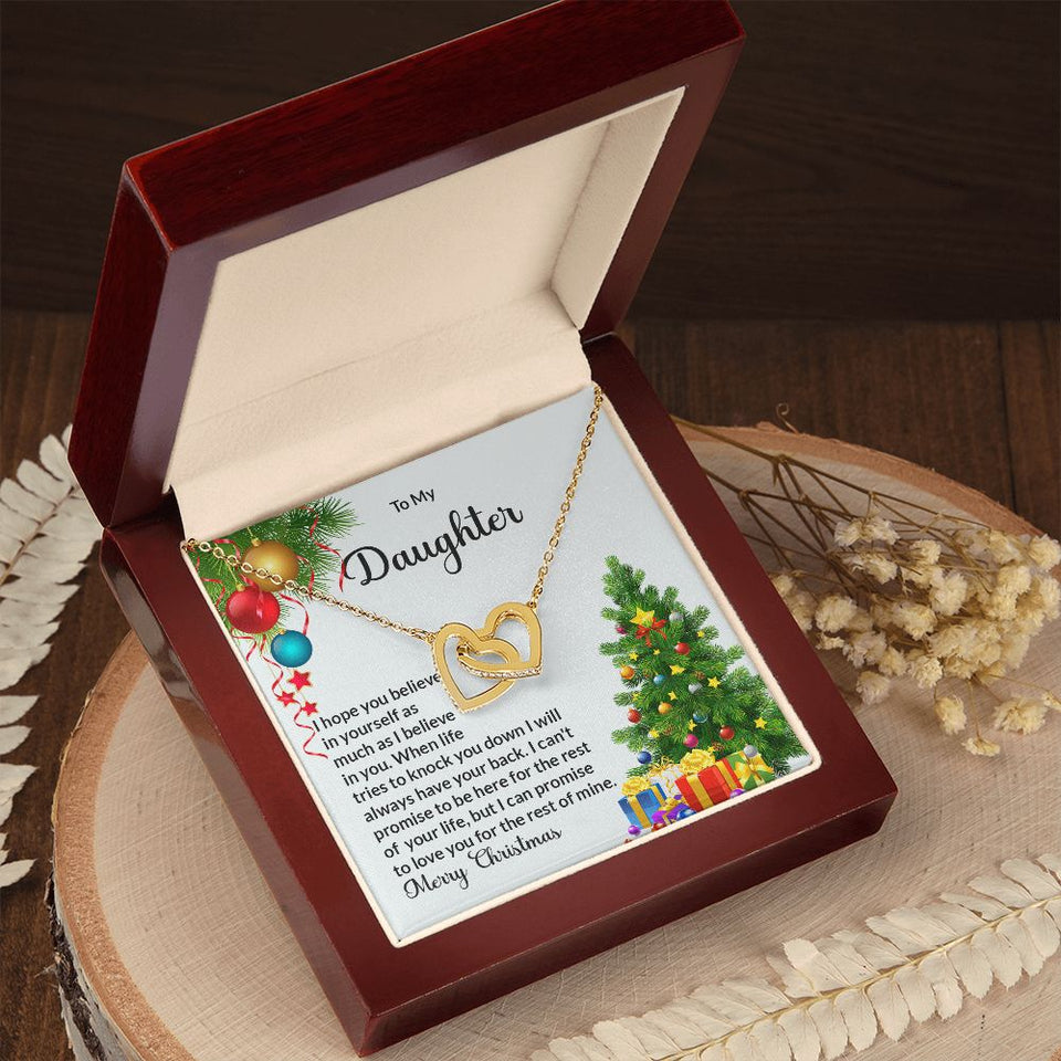 Daughter Christmas Interlocking Hearts Necklace