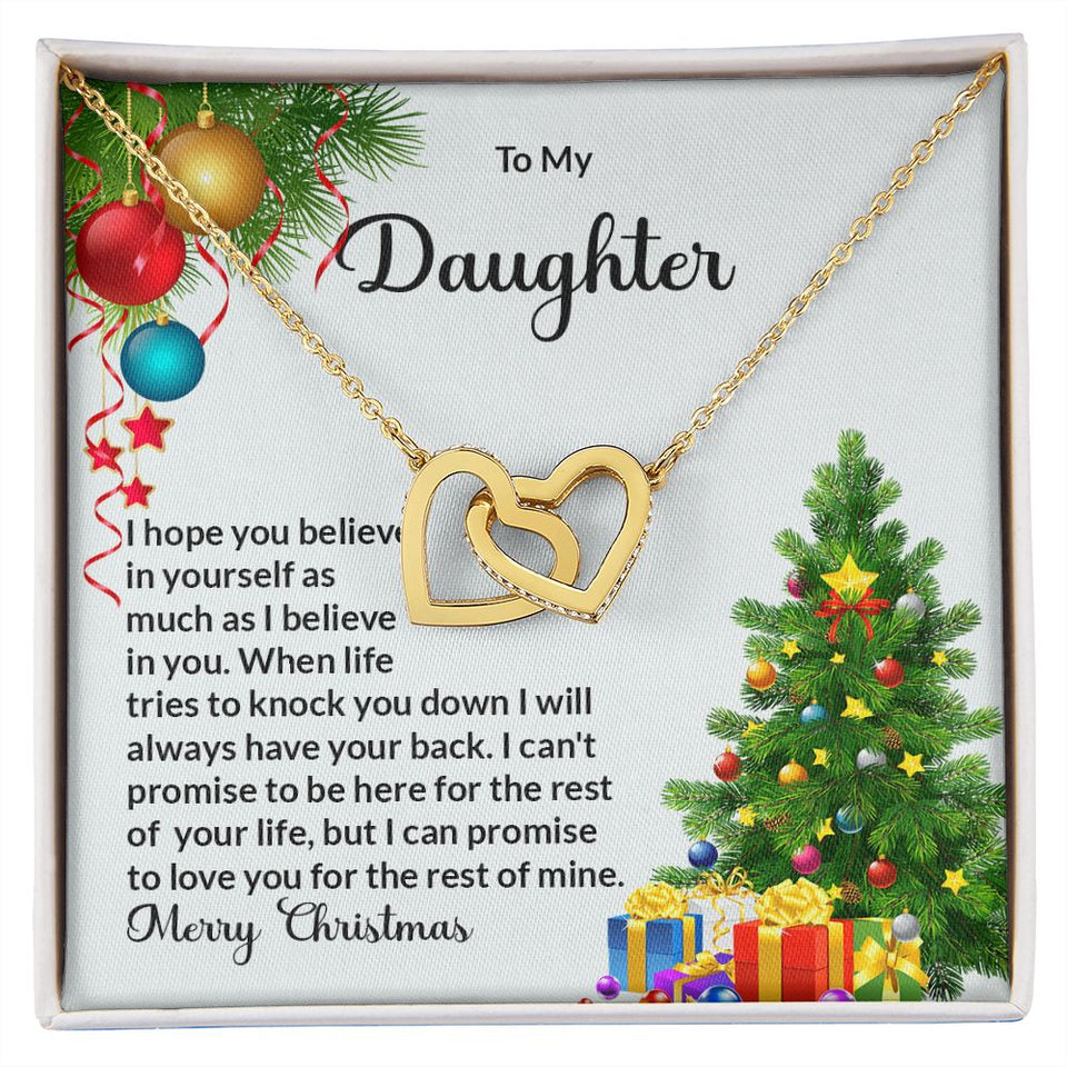 Daughter Christmas Interlocking Hearts Necklace