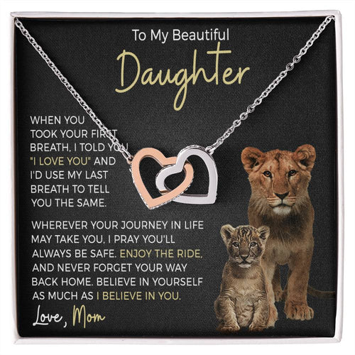 Daughter Enjoy The Ride Interlocking Hearts Necklace