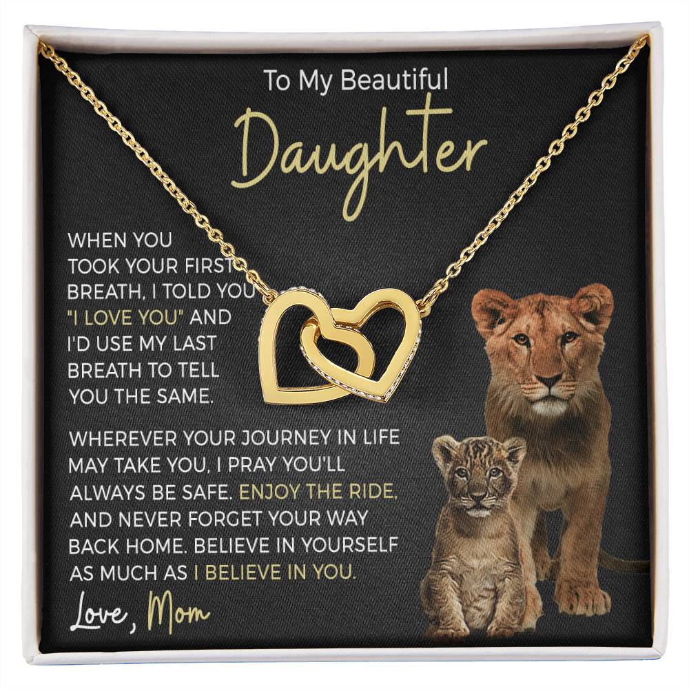 Daughter Enjoy The Ride Interlocking Hearts Necklace