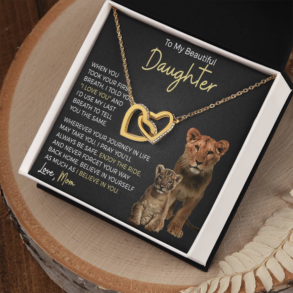 Daughter Enjoy The Ride Interlocking Hearts Necklace