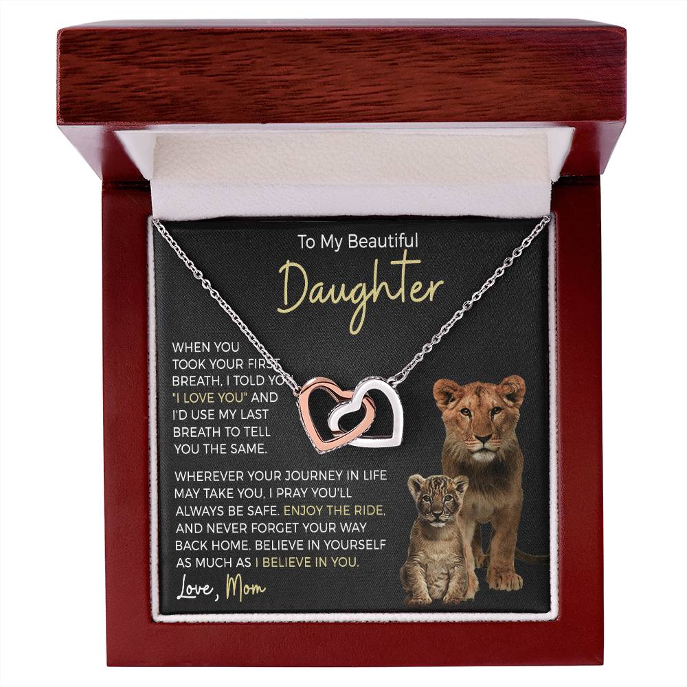 Daughter Enjoy The Ride Interlocking Hearts Necklace