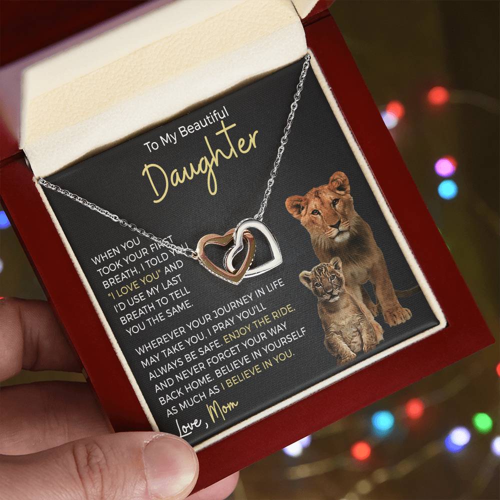 Daughter Enjoy The Ride Interlocking Hearts Necklace