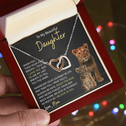 Daughter Enjoy The Ride Interlocking Hearts Necklace