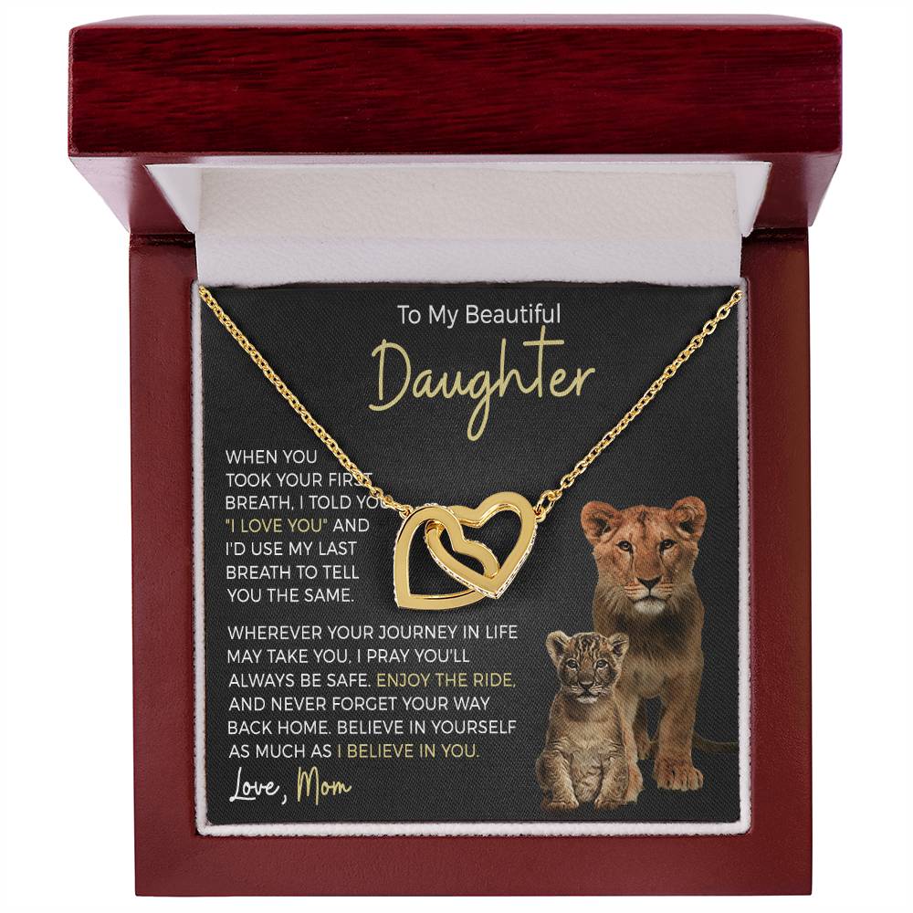 Daughter Enjoy The Ride Interlocking Hearts Necklace