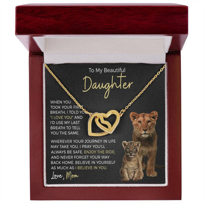 Daughter Enjoy The Ride Interlocking Hearts Necklace