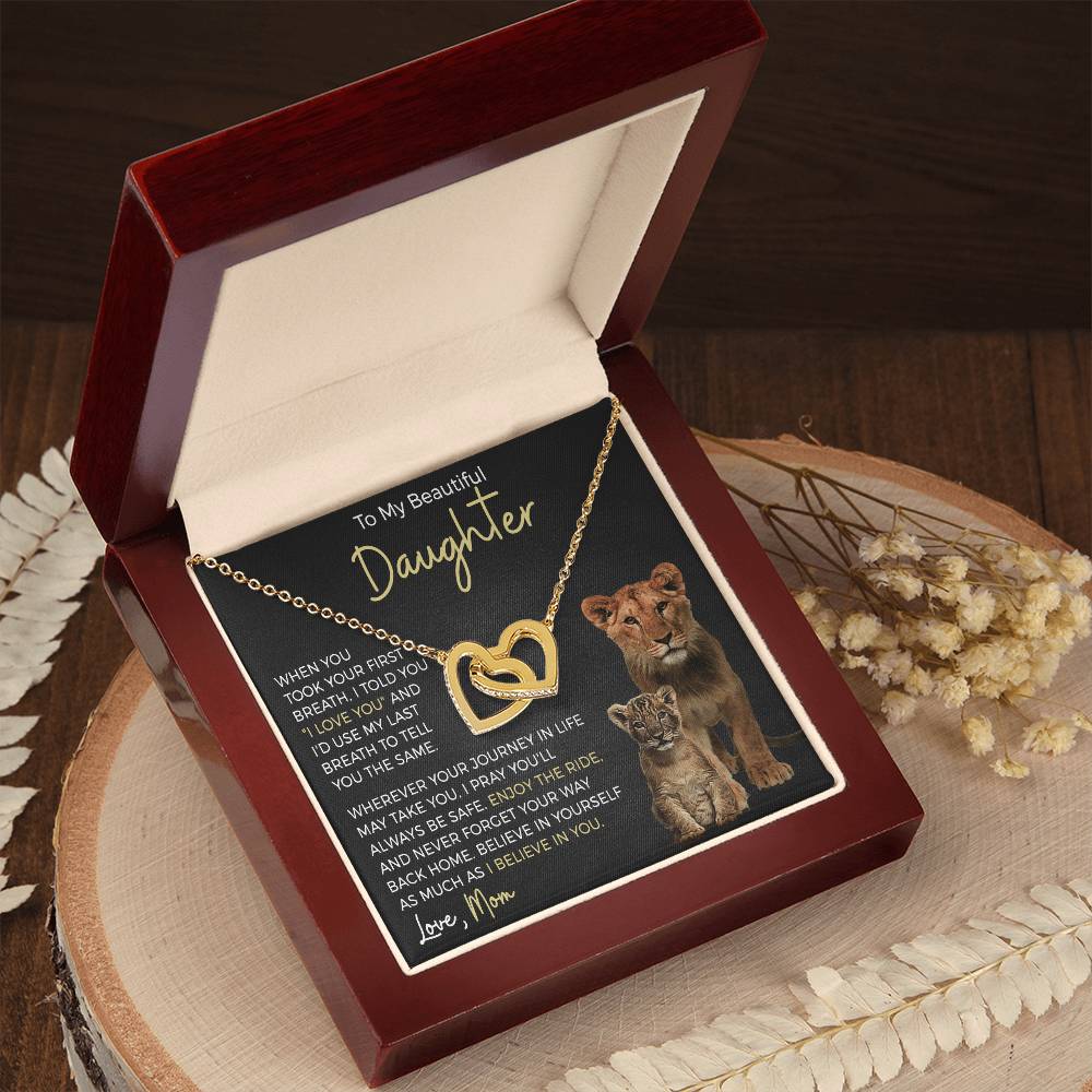 Daughter Enjoy The Ride Interlocking Hearts Necklace