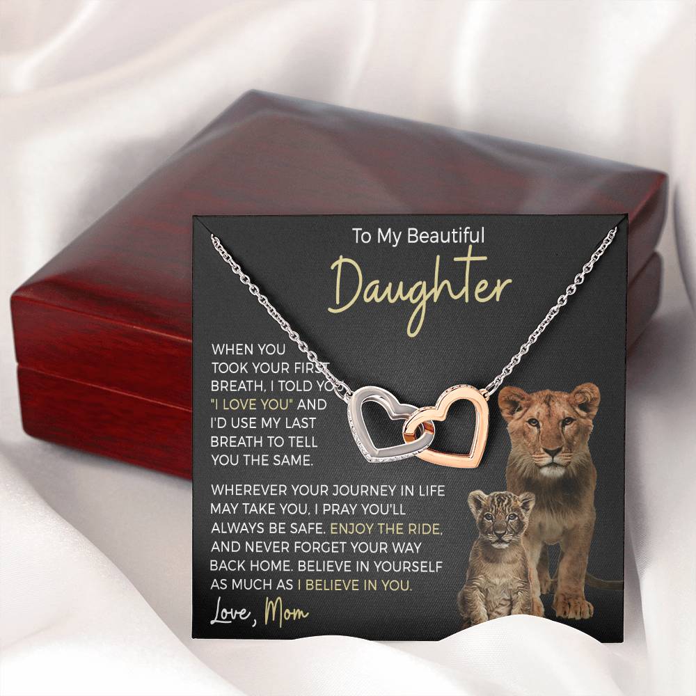 Daughter Enjoy The Ride Interlocking Hearts Necklace