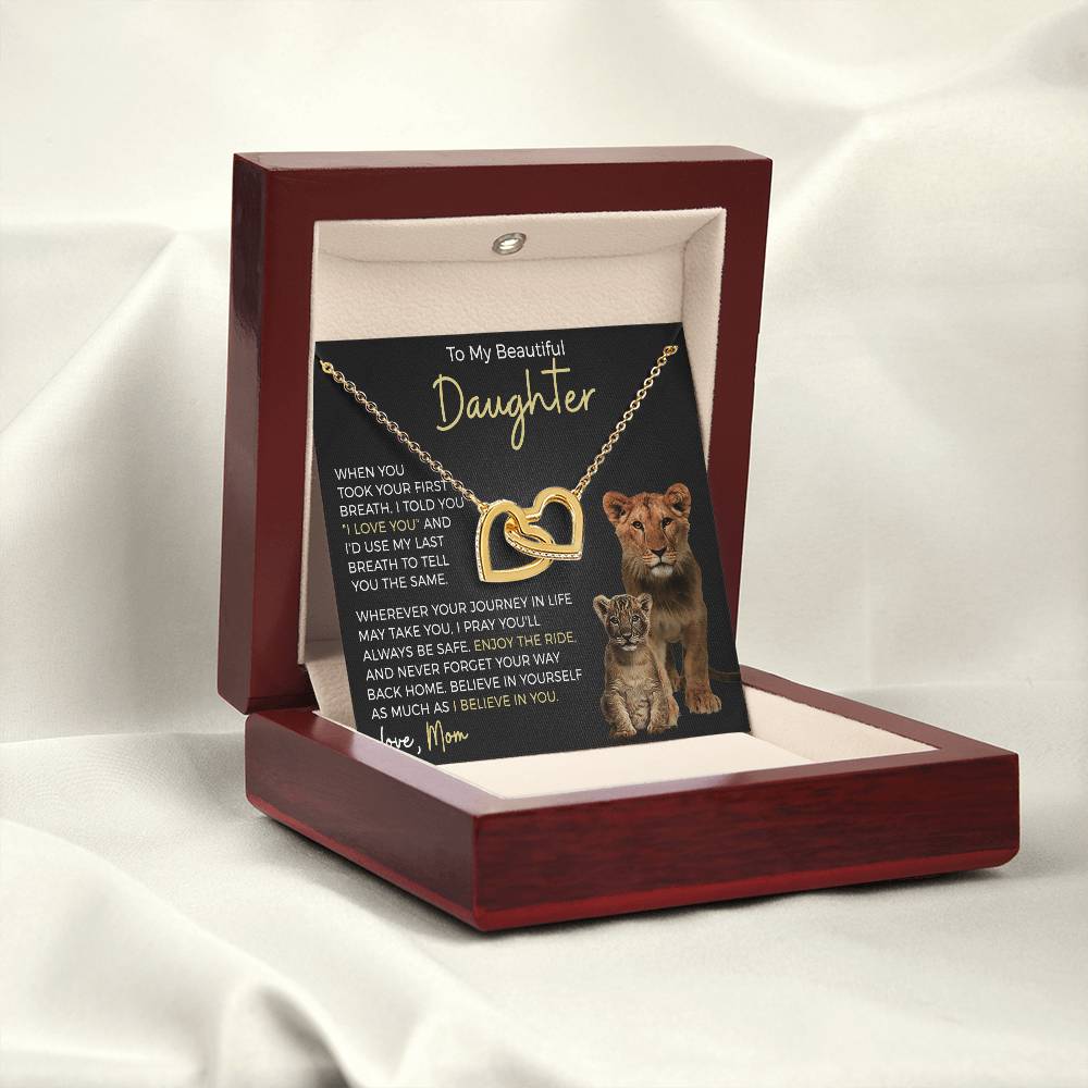 Daughter Enjoy The Ride Interlocking Hearts Necklace