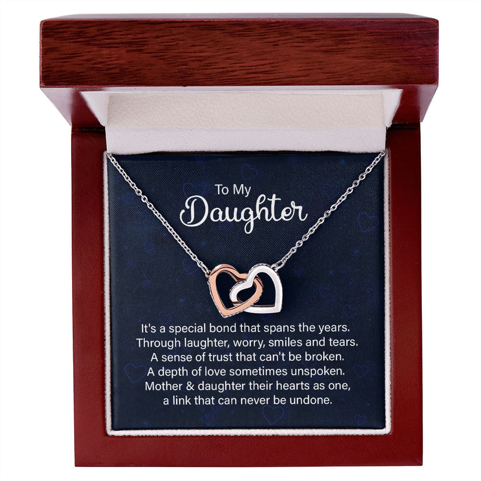 Daughter Hearts As One Interlocking Hearts Necklace Gift