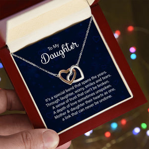Daughter Hearts As One Interlocking Hearts Necklace Gift