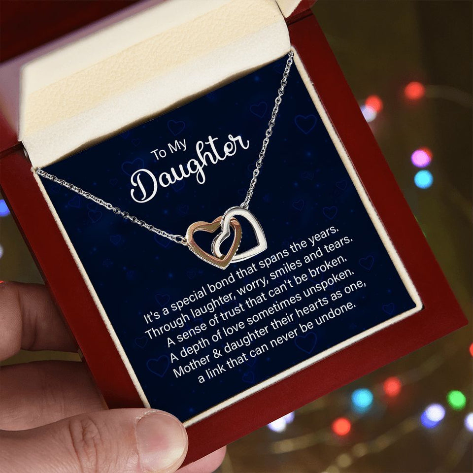 Daughter Hearts As One Interlocking Hearts Necklace Gift