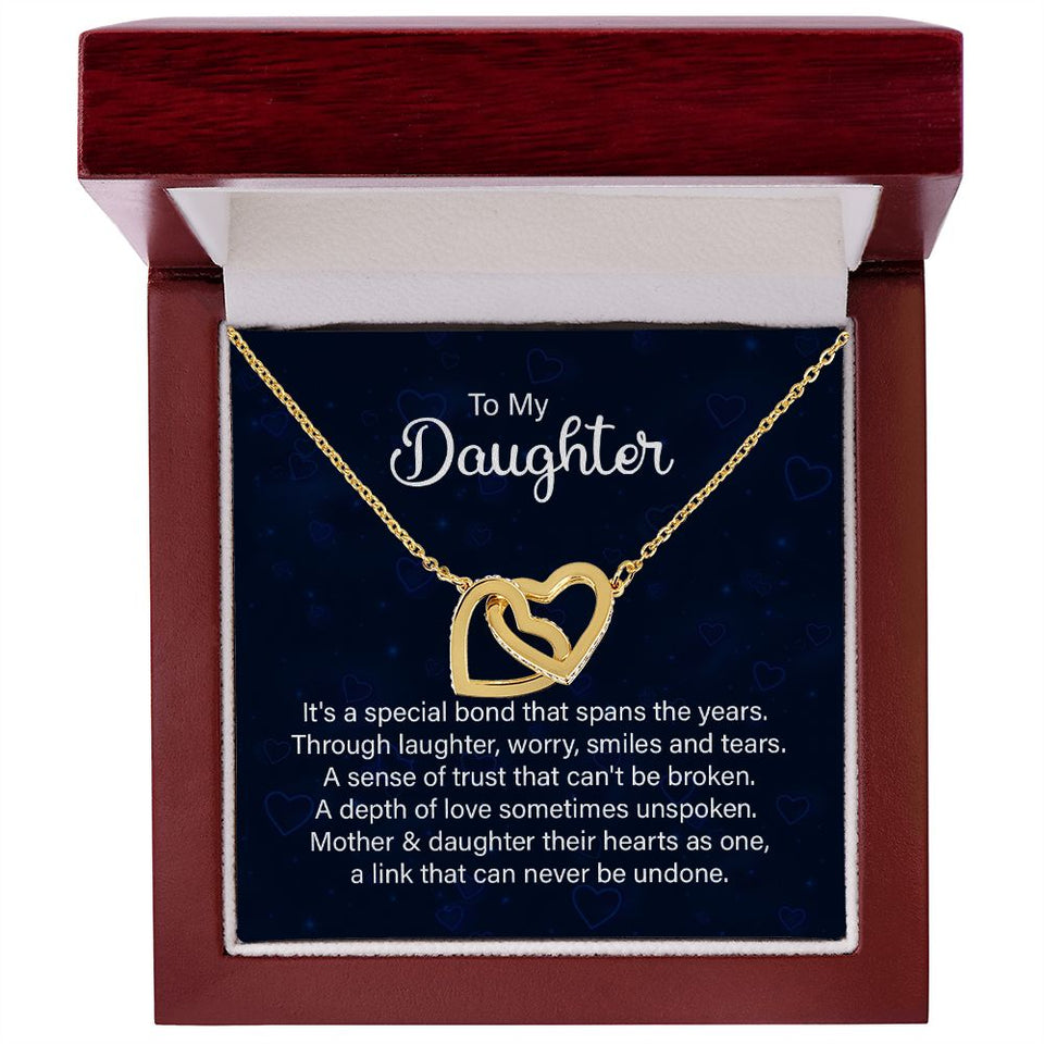 Daughter Hearts As One Interlocking Hearts Necklace Gift