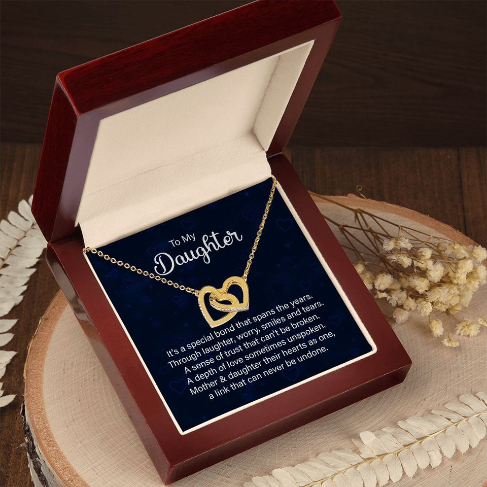 Daughter Hearts As One Interlocking Hearts Necklace Gift