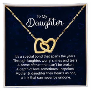 Daughter Hearts As One Interlocking Hearts Necklace Gift