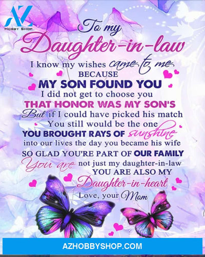Daughter-In-Law Canvas To My Daughter-In-Law I Know My Wishes Came To Me Mother-In-Law Butterflies Pink Canvas Wall Art Full Size