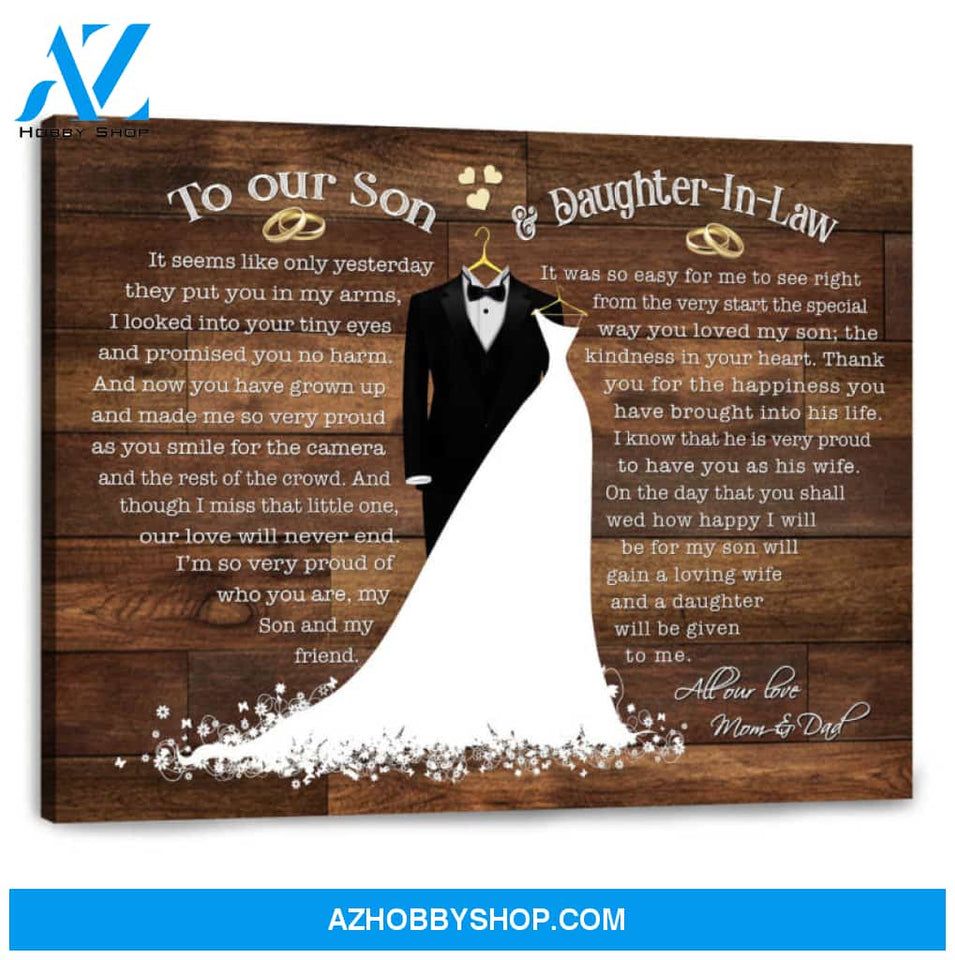 Daughter In Law Gifts From Mother In Law With Wedding Dress Canvas Prints First Wedding Anniversary Gift Ohcanvas