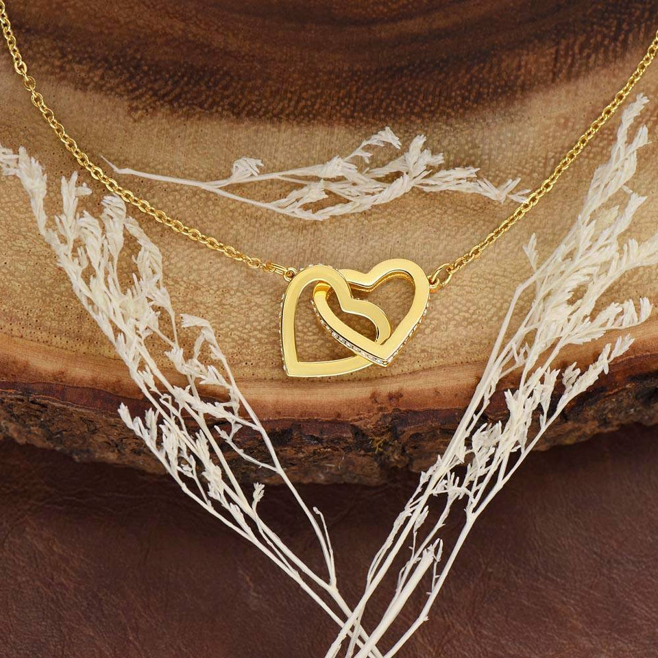 Daughter Merry Christmas Interlocking Hearts Necklace Gift