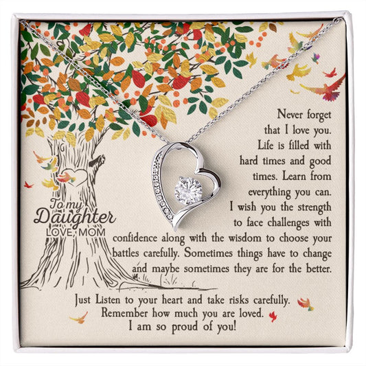 Daughter Never Forget That I Love You - Forever Love Heart Necklace