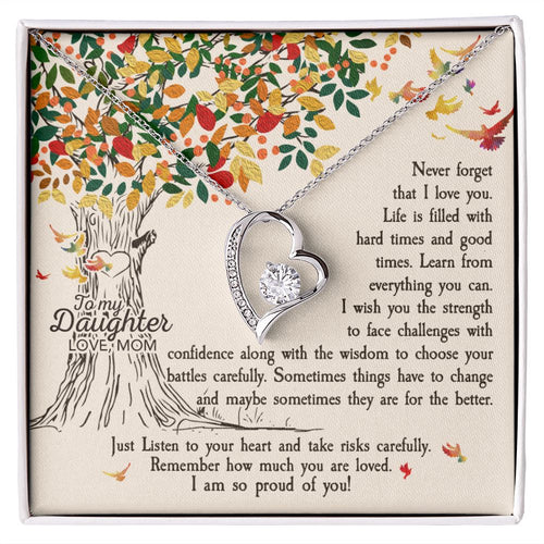 Daughter Never Forget That I Love You - Forever Love Heart Necklace