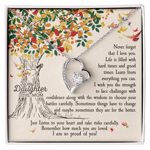 Daughter Never Forget That I Love You - Forever Love Heart Necklace