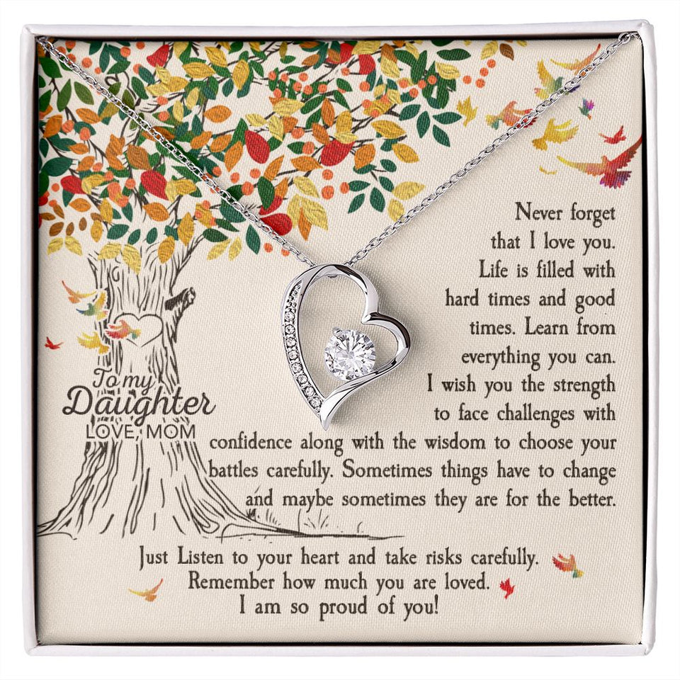 Daughter Never Forget That I Love You - Forever Love Heart Necklace