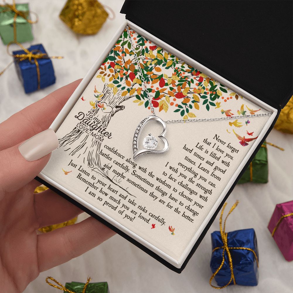 Daughter Never Forget That I Love You - Forever Love Heart Necklace