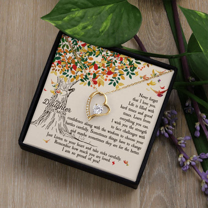 Daughter Never Forget That I Love You - Forever Love Heart Necklace
