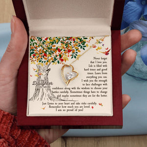 Daughter Never Forget That I Love You - Forever Love Heart Necklace