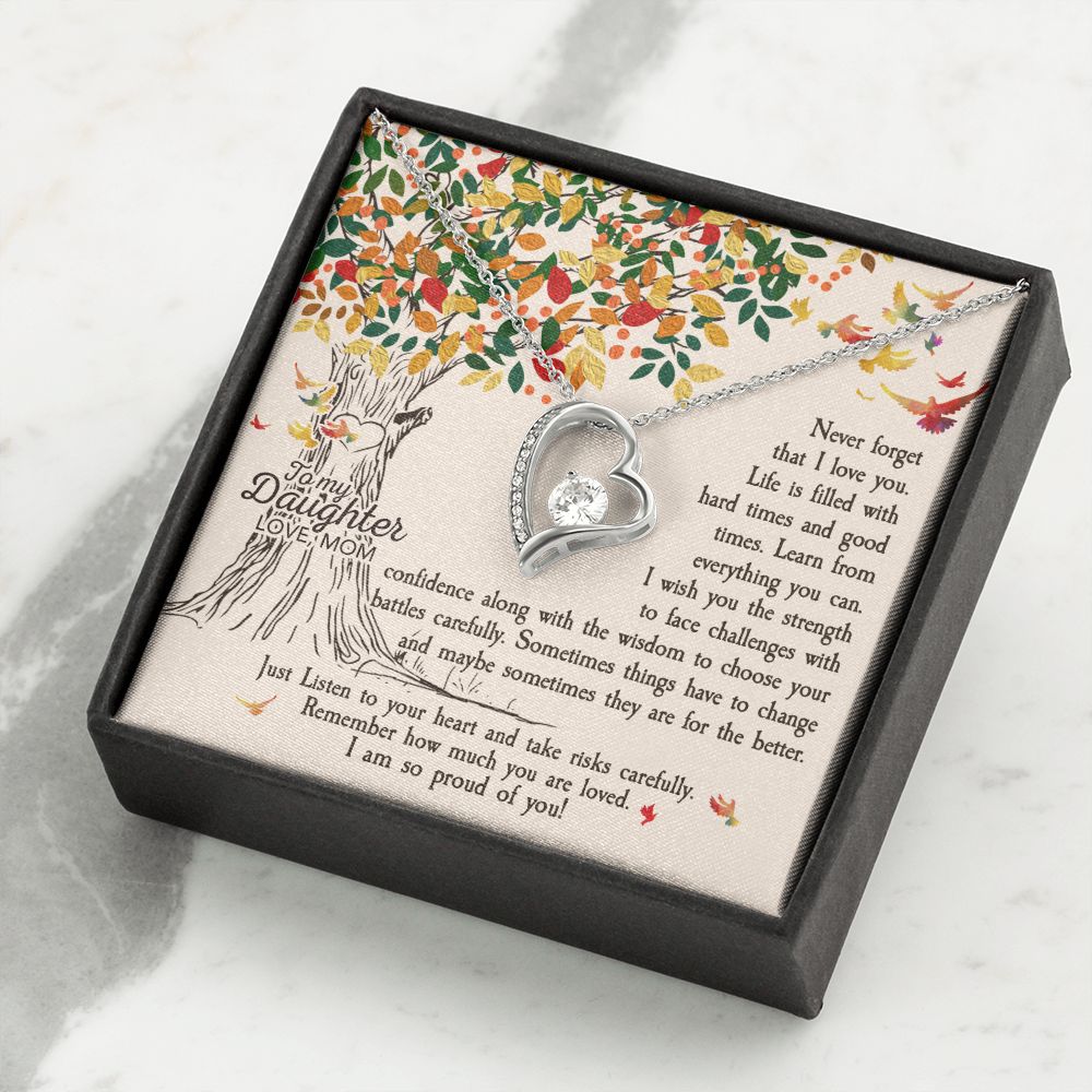 Daughter Never Forget That I Love You - Forever Love Heart Necklace