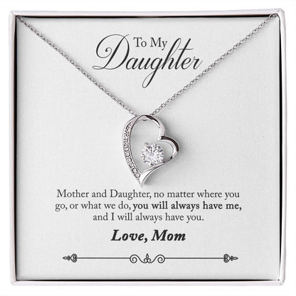Daughter - No Matter Where You Go - Forever Love Heart Necklace