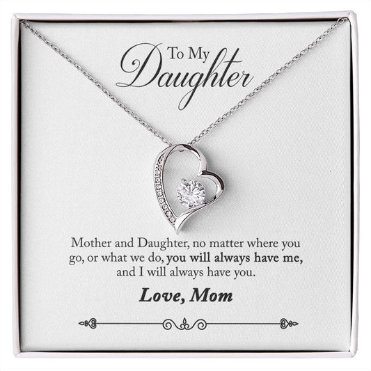 Daughter - No Matter Where You Go - Forever Love Heart Necklace